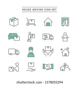 HOUSE MOVING LINE ICON SET