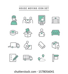 HOUSE MOVING LINE ICON SET
