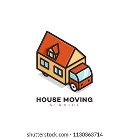 House moving service logo design template. Vector illustration.