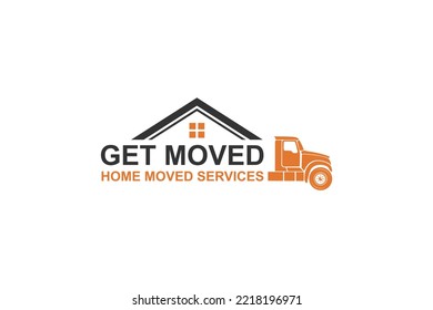 House Moving Service Logo Design Roof House Truck Trailer Icon Symbol