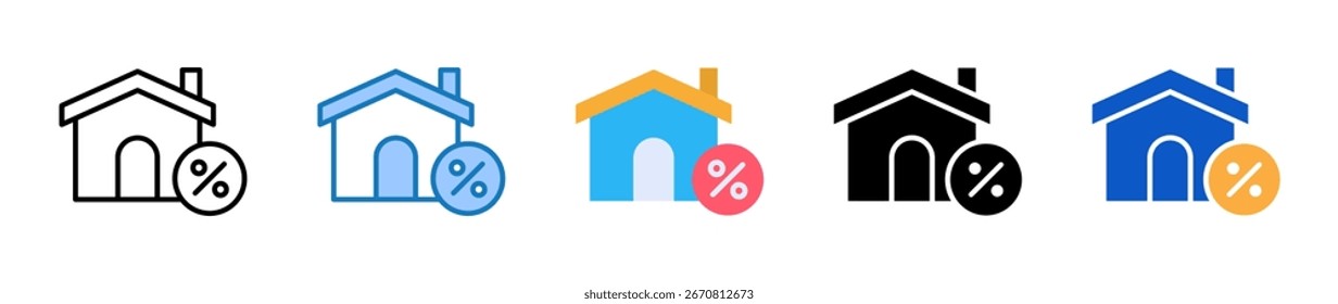 Ícones de estilo múltiplo da casa definem a ilustração do vetor do projeto.