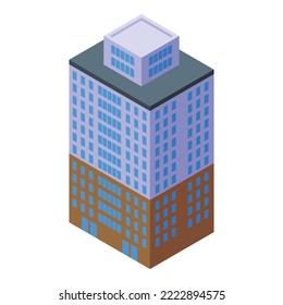 House multistory building icon isometric vector. City block. Office facade