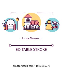 House museum concept icon. Luxury building furniture. Cultural exhibition. Habitance. Historical home furnishing idea thin line illustration. Vector isolated outline drawing. Editable stroke