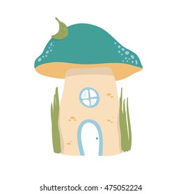 House mushroom in forest. Vector illustration