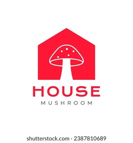 house of mushroom trumpet cooking modern vegetable flat simple logo design vector icon illustration