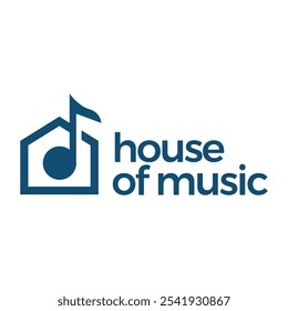 house of music flat minimalist logo design