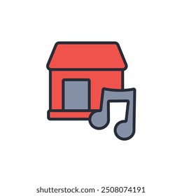 house music icon. vector.Editable stroke.linear style sign for use web design,logo.Symbol illustration.