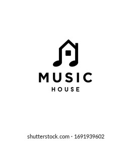 house music logo icon in modern minimal style , music note icon logo Vector