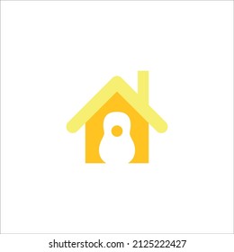 house of music logo template vector illustration. guitar house logo icon, sign and symbol.