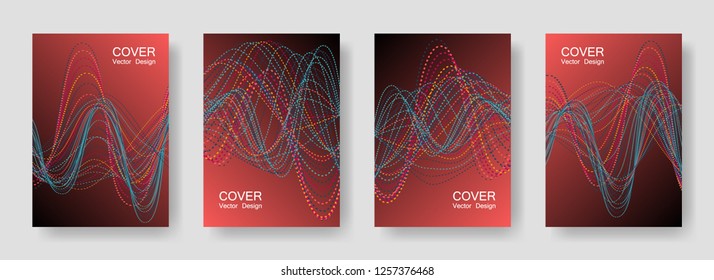 House Music Party Posters with Colorful DJ Equalizer. Vector Abstract Background for Night Dance Event. Gradient Neon Equalizer Covers Design. Fest Music Posters with Sound Wave Flow.
