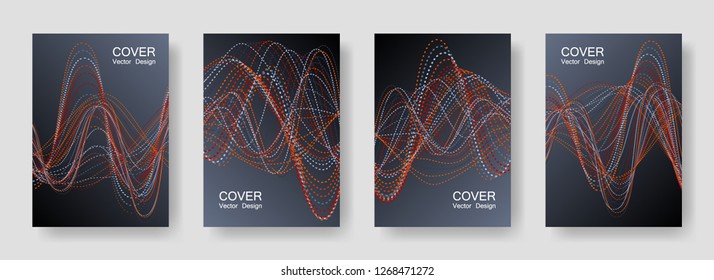 House Music Party Posters with Colorful DJ Equalizer. Vector Abstract Backgrounds for Night Dance Event. Gradient Distorted Equalizer Design. Nightclub Music Posters with Red Grey Sound Wave Amplitude