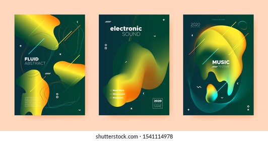 House Music Poster. Abstract Gradient Shape. Disco Club Event. Dj Sound. Green Trance Music Poster. Orange Wave Gradient Shapes. Night Club Festival. Dj Invitation. Dance Music Poster.
