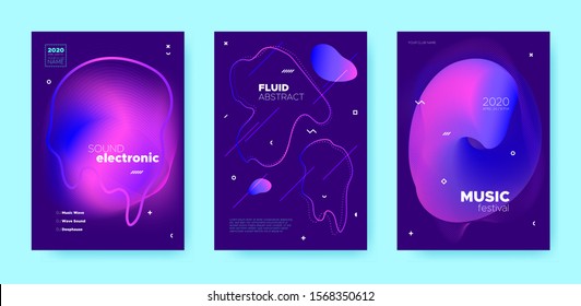 House Music Poster. Abstract Gradient Shape. Night Club Event. Blue Fluid Shape. Neon Techno Music Poster. Purple Abstract Gradient Blend. Disco Club Flyer. Dj Party. Electro Music Poster.