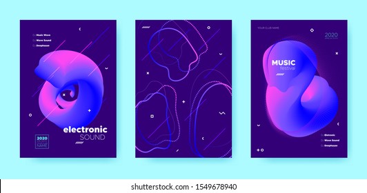 House Music Poster. Wave Gradient Blend. Disco Club Flyer. Blue Flow Shape. Neon Trance Music Poster. Purple Abstract Gradient Shape. Night Club Event. Dj Sound. Electro Music Poster.