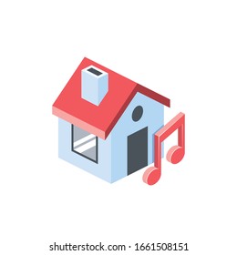 House music. Vector 3d isometric, color web icon, new flat style. Creative illustration design, graphic idea for infographics.