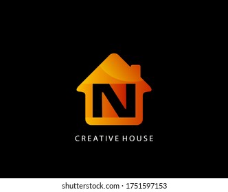 House N Letter Logo. Creative Icon Created From Negative Space of Initial N Combined With Minimalist House Shape Design. Perfect for modern real estate industry.