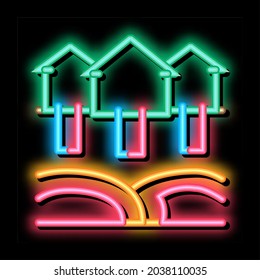 house natural heating neon light sign vector. Glowing bright icon house natural heating sign. transparent symbol illustration