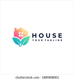 house nature gradient logo design