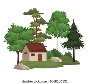 House in nature landscape