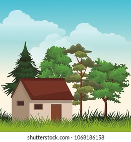 House in nature landscape