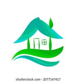 Haus mit Naturlogo Symbol, Vektorgrafik