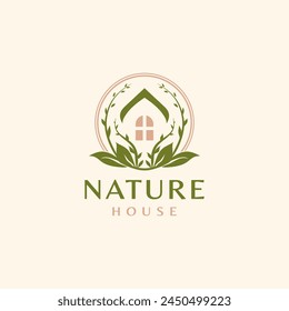 house nature residential vector illustration Garden olive logo design