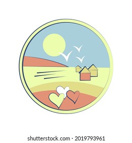 house in nature in a round frame