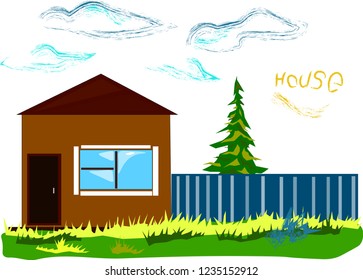house in nature vector illustration