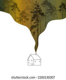 House in nature, vector illustration for your design