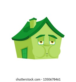 House Nausea Feeling sick emotion isolated. Sick Home Cartoon Style. Building ill Vector