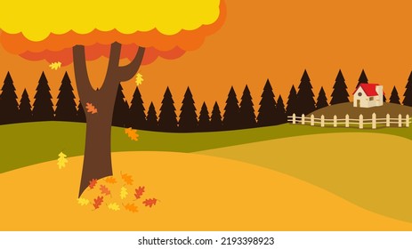 house near the forest on the background of autumn nature