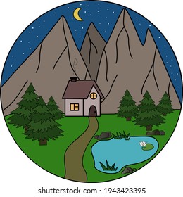 house near the lake in the mountains