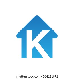 House with negative space letter K logo for real estate company