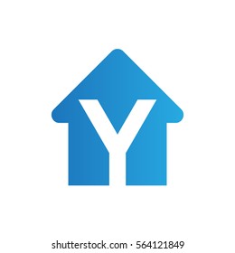 House with negative space letter Y logo for real estate company