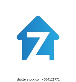 House with negative space letter Z logo for real estate company