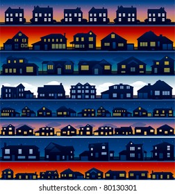 House neighborhood background at different time of the day