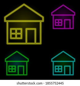 house neon color set icon. Simple thin line, outline vector of building landmarks icons for ui and ux, website or mobile application
