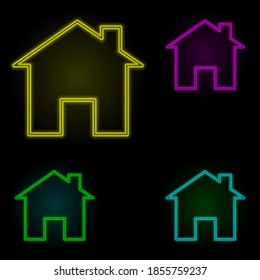 house neon color set icon. Simple thin line, outline vector of building landmarks icons for ui and ux, website or mobile application