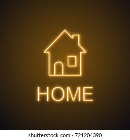 House neon light icon. Home building glowing sign. Vector isolated illustration
