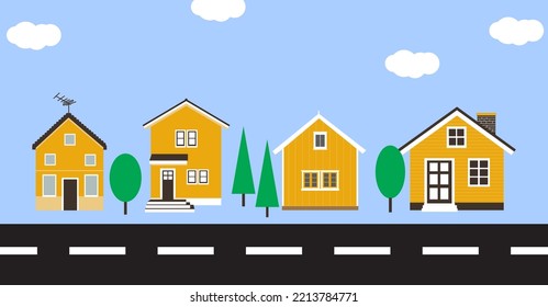 House next door and roadside tree space background