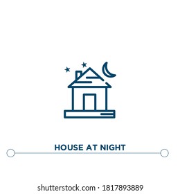 house at night outline vector icon. simple element illustration. house at night outline icon from editable real estate 2 concept. can be used for web and mobile
