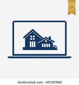 House Notebook Icon Flat Isolated Laptop Symbol