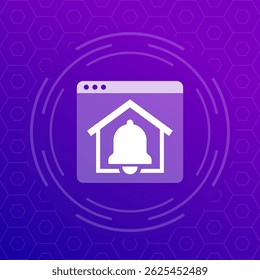 house and notification icon with bell, smart home control panel
