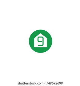house with number flat vector logo template