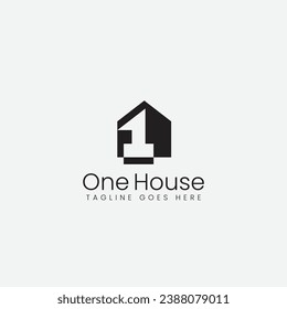 Icono de diseño del logotipo House and Number 1 simple y mínimo