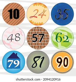 House number ten twenty four thirty five forty eight fifty seven sixty two seventy nine eighty one ninety zero