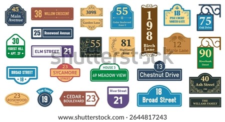 House numbers boards sign set
