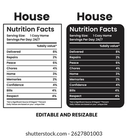 Fatos de nutrição da casa, fatos de suplemento, fatos de nutrição Rótulo, calculadora de informações nutricionais, calorias de chá torcidas, rótulo de nutrição
