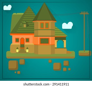 House off flying in the sky
