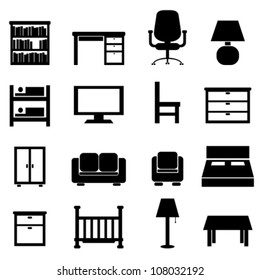 House and office furniture icon set